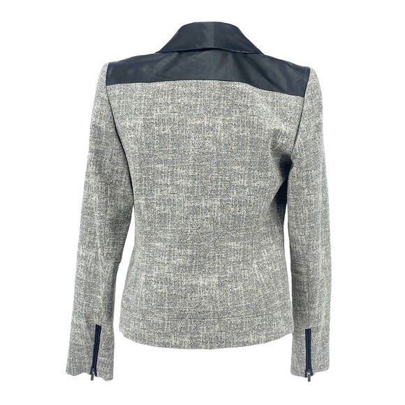 Classiques Entier Grey Blazer Black Leather Lapel Jacket Small Quiet Luxury - Picture 3 of 16